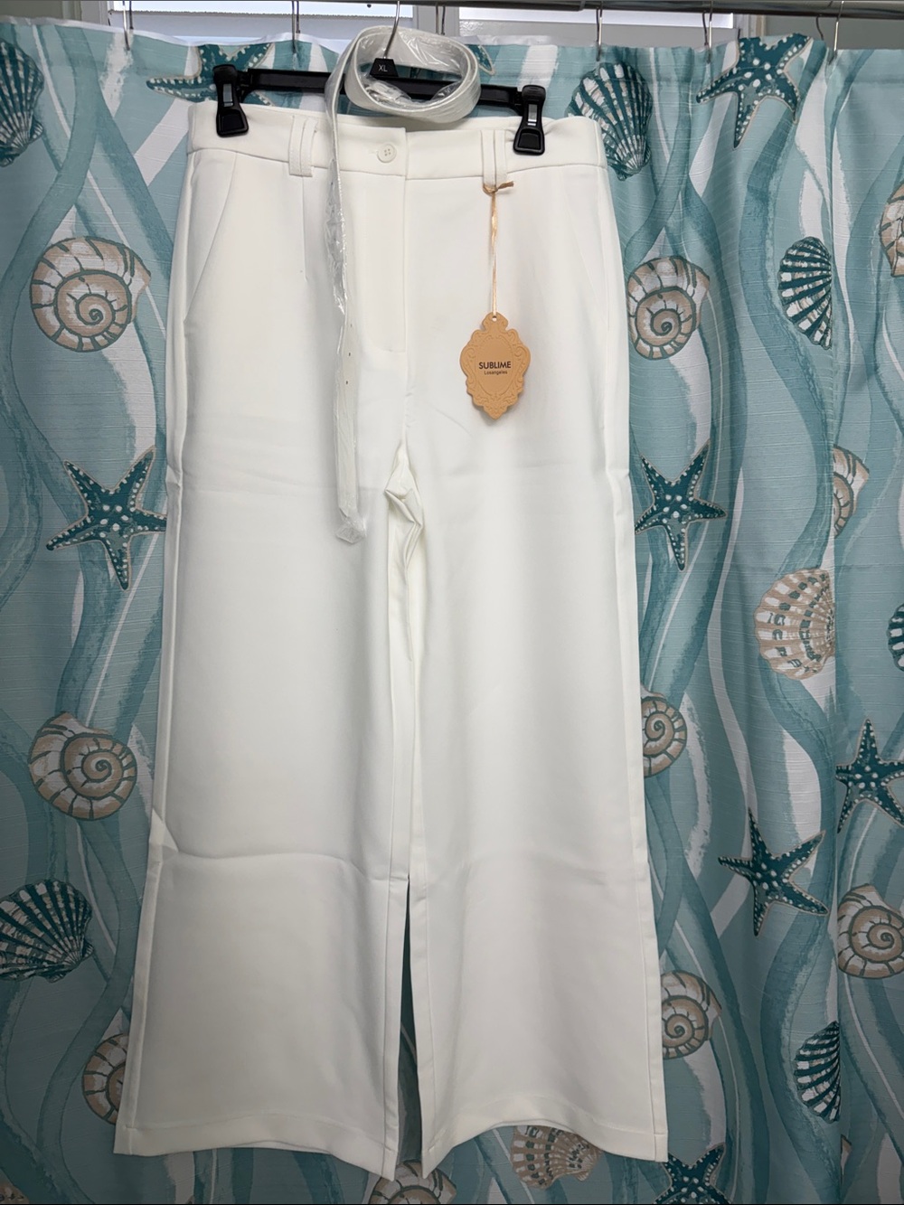 Crisp White Wide-Leg Trousers with Belt